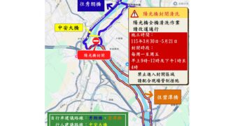 陽光橋 3/30 至 5/21 辦理橋體清洗     平日特定時段實施管制