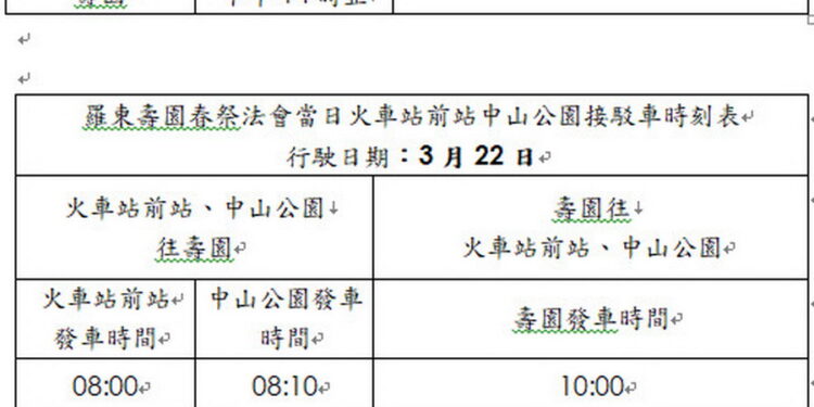 羅東壽園清明祭祖 3/21-29及4/3-5期間提供免費接駁