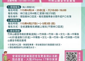 林口人動起來！5/16 祈福健走熱鬧登場     竹林山觀音寺加持、iPhone 17 抽回家