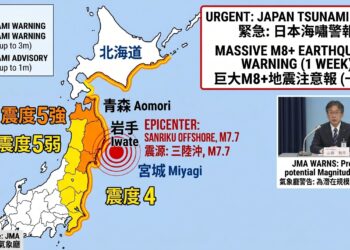 日本東北 7.7 強震引發海嘯，官方罕見發布「M8 巨大地震」週預警