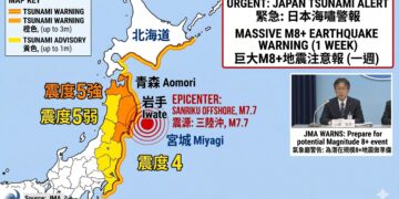 日本東北 7.7 強震引發海嘯，官方罕見發布「M8 巨大地震」週預警