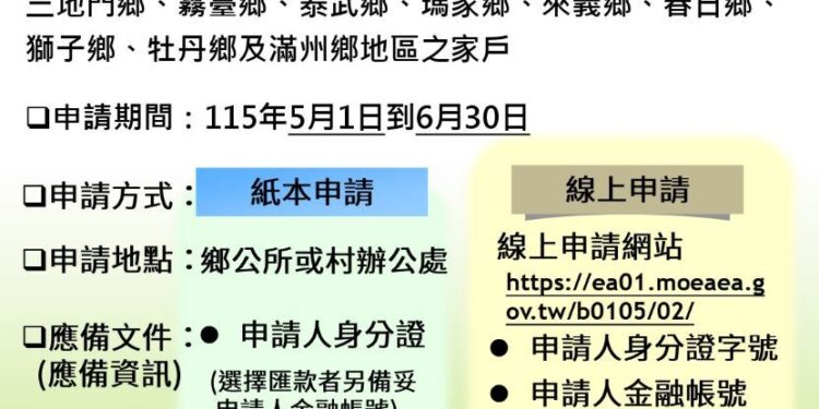 偏遠與原住民族地區家用桶裝瓦斯　屏縣115年度差價補助開跑