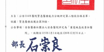 安泰醫院再獲重度級急救責任醫院認定   守護屏南急重症醫療量能