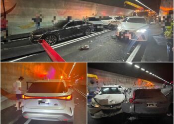 影音/端午收假日雪隧5車追撞釀4傷 車流回堵塞爆