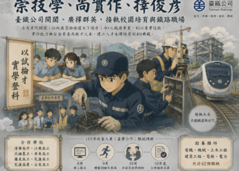 【崇技學、尚實作、擇俊彥】臺鐵公司預計8月啟動產學合作甄試,接軌校園培育與鐵路職場