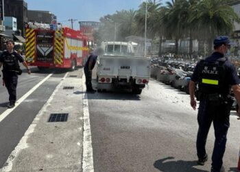 高溫引燃噴漆罐竄火舌 潮警、鐵警聯手迅速化解危機