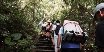 高雄運動觀光跑進柴山 運發局侯尊堯局長與三進盤榕跑者用揹水回饋山林