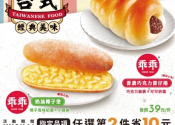 經典口味躍上麵包櫃 乖乖「台式經典美味」奶油椰子堡、香濃巧克力雷仔捲新上市