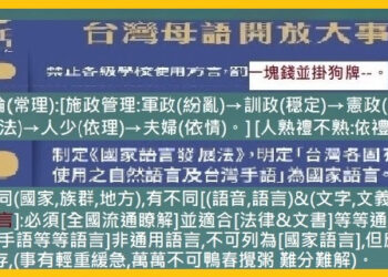 788◆綜合各報報導與探討[本土(含客家)語言]升級為[國家語言]的複雜又困難問題!為何不單一化呢