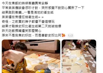 靜悄悄必有蹊蹺!1歲娃狂抽衛生紙驚呆媽 網笑:寶寶也會挑可愛包裝?