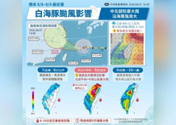 白海豚颱風擾亂父親節周末 中颱之姿通過台灣上方「中北部慎防豪大雨」