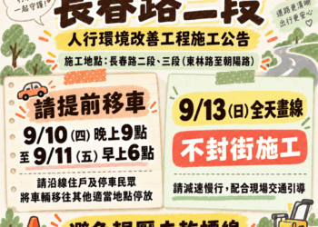 竹東鎮長春路二段將進行標線施工 公所籲請鄉親9/10晚間提前移車、9/13不封街畫線減速慢行