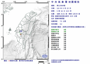 影音/20260922清晨南市顯著有感地震 最大震度4級