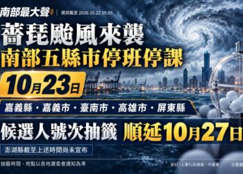 薔琵颱風攪動選務！嘉義、台南、高雄、屏東23日停班停課　候選人抽籤順延27日